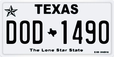 TX license plate DOD1490