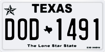 TX license plate DOD1491