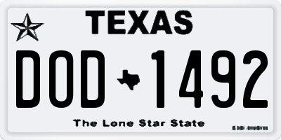 TX license plate DOD1492