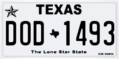 TX license plate DOD1493