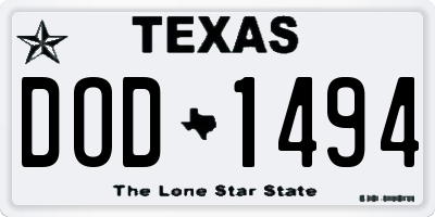 TX license plate DOD1494