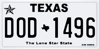 TX license plate DOD1496