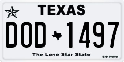 TX license plate DOD1497