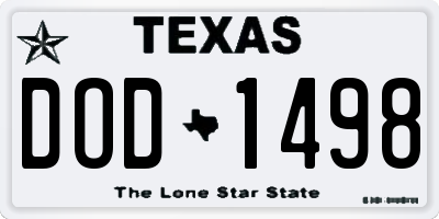 TX license plate DOD1498