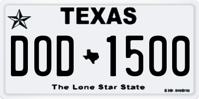 TX license plate DOD1500