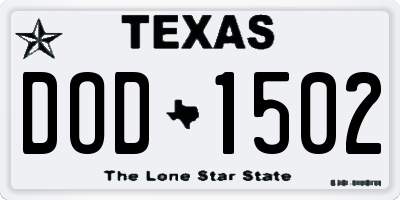 TX license plate DOD1502