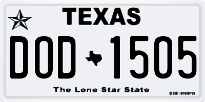 TX license plate DOD1505