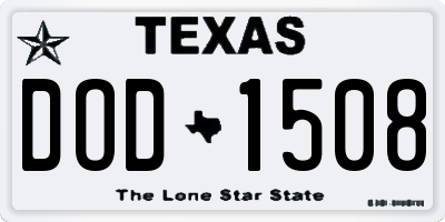 TX license plate DOD1508