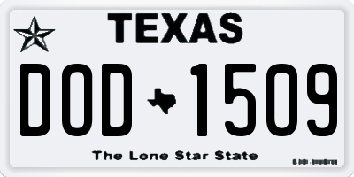 TX license plate DOD1509