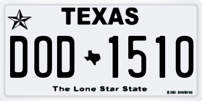 TX license plate DOD1510