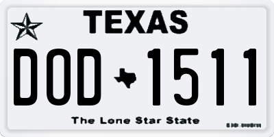 TX license plate DOD1511