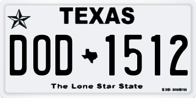 TX license plate DOD1512