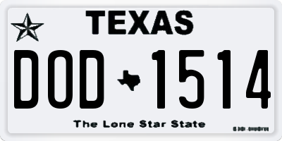 TX license plate DOD1514