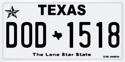 TX license plate DOD1518
