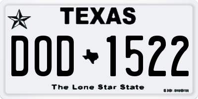 TX license plate DOD1522