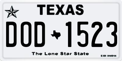 TX license plate DOD1523