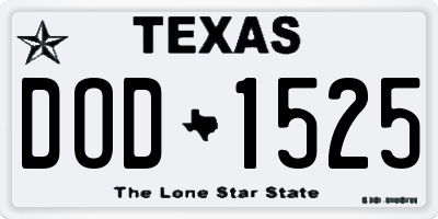 TX license plate DOD1525