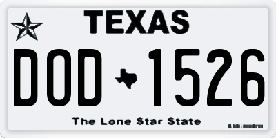TX license plate DOD1526