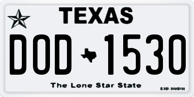 TX license plate DOD1530