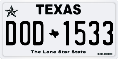 TX license plate DOD1533