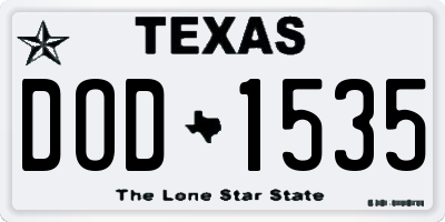 TX license plate DOD1535
