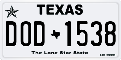 TX license plate DOD1538