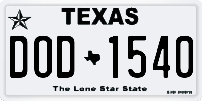 TX license plate DOD1540