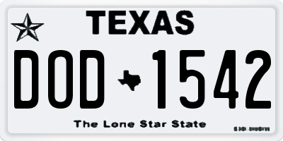 TX license plate DOD1542