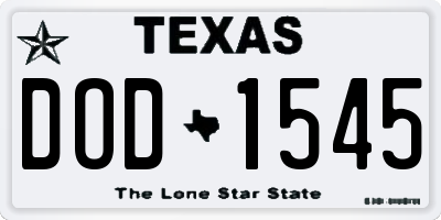 TX license plate DOD1545