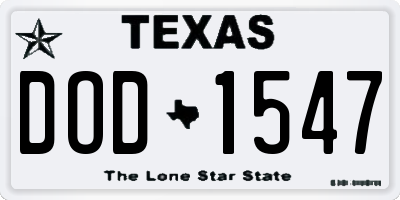 TX license plate DOD1547