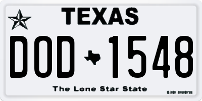 TX license plate DOD1548