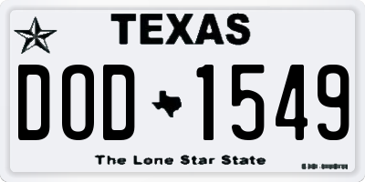 TX license plate DOD1549