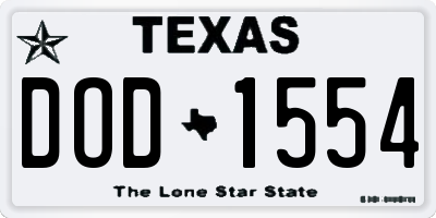 TX license plate DOD1554