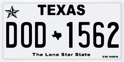 TX license plate DOD1562
