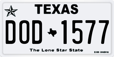 TX license plate DOD1577
