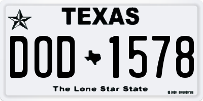 TX license plate DOD1578