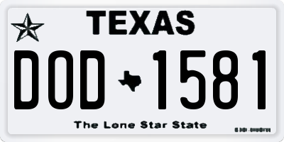 TX license plate DOD1581