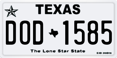 TX license plate DOD1585