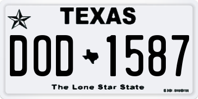 TX license plate DOD1587