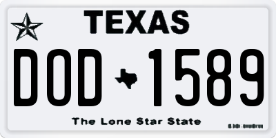 TX license plate DOD1589