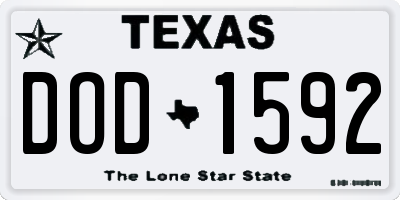 TX license plate DOD1592