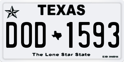 TX license plate DOD1593