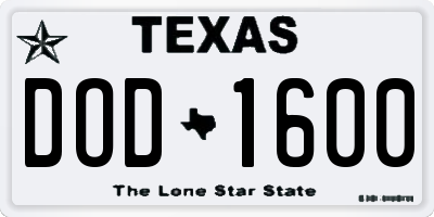 TX license plate DOD1600