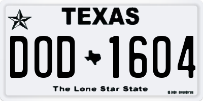 TX license plate DOD1604