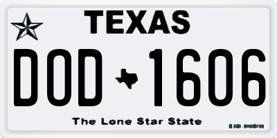 TX license plate DOD1606