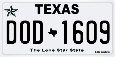 TX license plate DOD1609