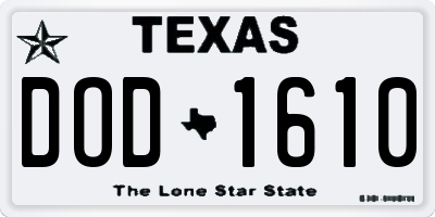 TX license plate DOD1610
