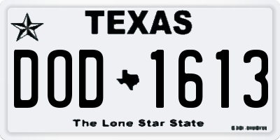 TX license plate DOD1613