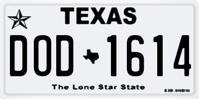 TX license plate DOD1614