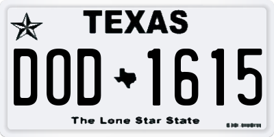 TX license plate DOD1615